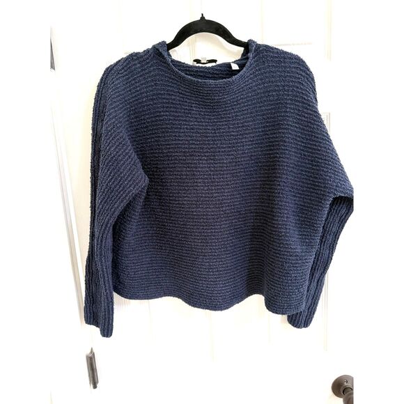 VINCE Navy Hooded Cropped Womens Sweater Sz Small - Picture 6 of 10